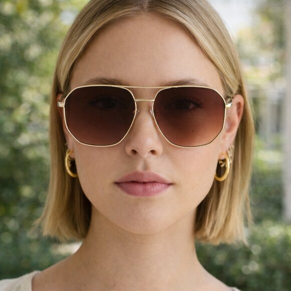 AIRE Corvus Aviator Sunglasses Gold Brown Gradient main image 13